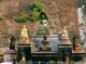 Thailand: Small shrine with Buddha figures in front of the main great chedi, Wat Chedi Luang, Chiang Mai